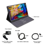 15.6" Portable Monitor, 1080P Full HD Type-C HDMI & Stereo Speakers for Switch, Phone, PS4, Xbox, Case & Screen Protector Included