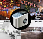 Stainless Steel Portable Ice Maker Compact Countertop with Panoramic View Window, Ice Cube Machine, Bullet Cubes in S/L Size 26 lb/24H for Home Office Party, Boat RV