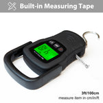 Commercial Grade Heavy Duty Digital 110lb/50kg Capacity Hanging Scale with Backlit and Measuring Tape for Luggage Fish Fishing with Handle and Hook