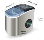 Stainless Steel Portable Ice Maker Compact Countertop with Panoramic View Window, Ice Cube Machine, Bullet Cubes in S/L Size 26 lb/24H for Home Office Party, Boat RV