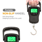 Commercial Grade Heavy Duty Digital 110lb/50kg Capacity Hanging Scale with Backlit and Measuring Tape for Luggage Fish Fishing with Handle and Hook