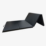 AJJ Living4 Panel PU Leather Folding Gymnastics Gym Fitness Exercise Aerobics Mat with Handle, Tumbling Mats for Stretching Yoga Cheerleading Martial Arts (Black )