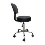 Deluxe Round Height Hydraulic Adjustable Rolling Stool, Great for Spa Facial Tattoo Technician Office or Home use (Black with backrest)