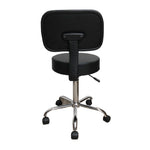 Deluxe Round Height Hydraulic Adjustable Rolling Stool, Great for Spa Facial Tattoo Technician Office or Home use (Black with backrest)