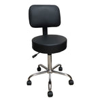 Deluxe Round Height Hydraulic Adjustable Rolling Stool, Great for Spa Facial Tattoo Technician Office or Home use (Black with backrest)