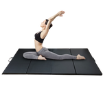 AJJ Living4 Panel PU Leather Folding Gymnastics Gym Fitness Exercise Aerobics Mat with Handle, Tumbling Mats for Stretching Yoga Cheerleading Martial Arts (Black )