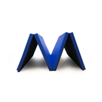 AJJ Living 4 Panel PU Leather Folding Gymnastics Gym Fitness Exercise Aerobics Mat with Handle, Tumbling Mats for Stretching Yoga Cheerleading Martial Arts ( Blue )