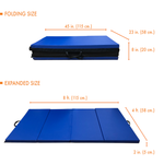 AJJ Living 4 Panel PU Leather Folding Gymnastics Gym Fitness Exercise Aerobics Mat with Handle, Tumbling Mats for Stretching Yoga Cheerleading Martial Arts ( Blue )