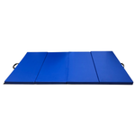 AJJ Living 4 Panel PU Leather Folding Gymnastics Gym Fitness Exercise Aerobics Mat with Handle, Tumbling Mats for Stretching Yoga Cheerleading Martial Arts ( Blue )