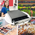 14" POS Cash Drawer with Stainless Steel Front Cash Register Till Draw Box