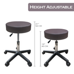 Dark Brown Round Hydraulic Height Adjustable Rolling Stool, Great for Spa Facial Tattoo Technician Office or Home use