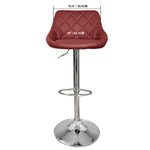 Modern Burgundy Red Set of 2 Height Adjustable Hydraulic PU Leather Bar Stool for Pub Chair Kitchen Island Counter, with Footrest and Enlarged Metal Base