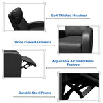 Manual Push Back Recliner Lounge Chair Couch Sofa - PU Leather for Home Theater Seating, Living Space, Office