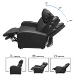 Manual Push Back Recliner Lounge Chair Couch Sofa - PU Leather for Home Theater Seating, Living Space, Office