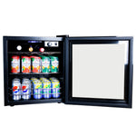 60 Can Wine and Beverage Refrigerator Cooler - Mini Fridge with Reversible Clear Front Glass Door and Thermostat, LED light 1.6cu.ft
