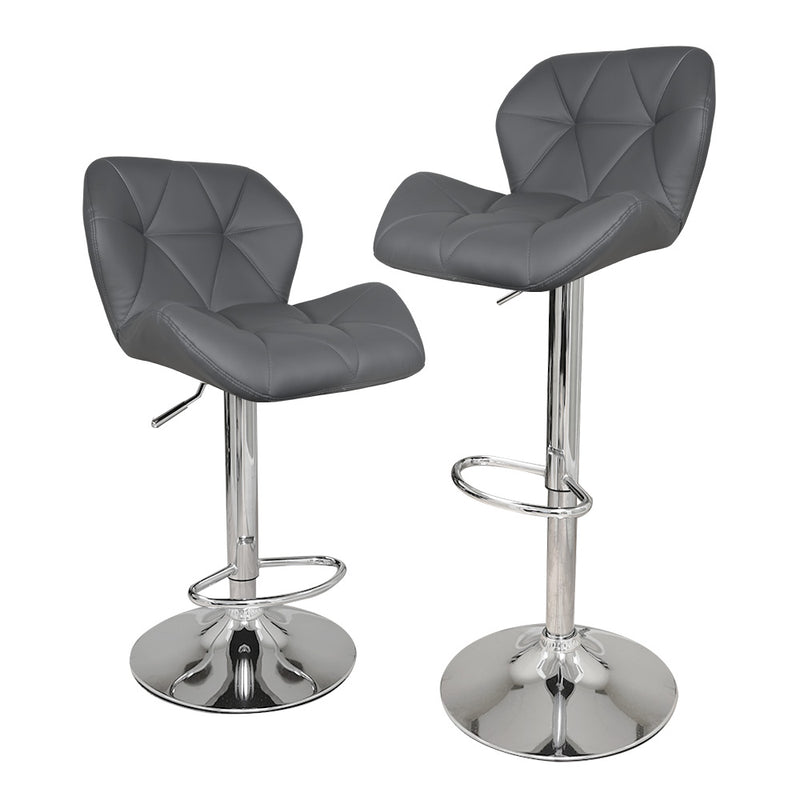 Tufted Modern Grey Swivel Bar Stool with Armrests, Height Adjustable Hydraulic PU Leather, for Pub Chair Kitchen Island Counter, with Footrest and Enlarged Metal Base