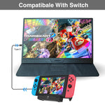 15.6" Portable Monitor, 1080P Full HD Type-C HDMI & Stereo Speakers for Switch, Phone, PS4, Xbox, Case & Screen Protector Included