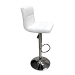 Set of 2 Hexagrid Swivel PU Leather Height Adjustable Hydraulic Bar Stool Pub Chair Kitchen Island Counter, with Backrest (White)