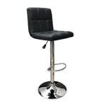 Set of 2 Hexagrid Swivel PU Leather Height Adjustable Hydraulic Bar Stool Pub Chair Kitchen Island Counter, with Backrest (Black)