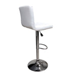Set of 2 Hexagrid Swivel PU Leather Height Adjustable Hydraulic Bar Stool Pub Chair Kitchen Island Counter, with Backrest (White)