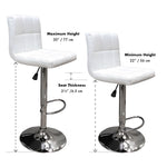 Set of 2 Hexagrid Swivel PU Leather Height Adjustable Hydraulic Bar Stool Pub Chair Kitchen Island Counter, with Backrest (White)