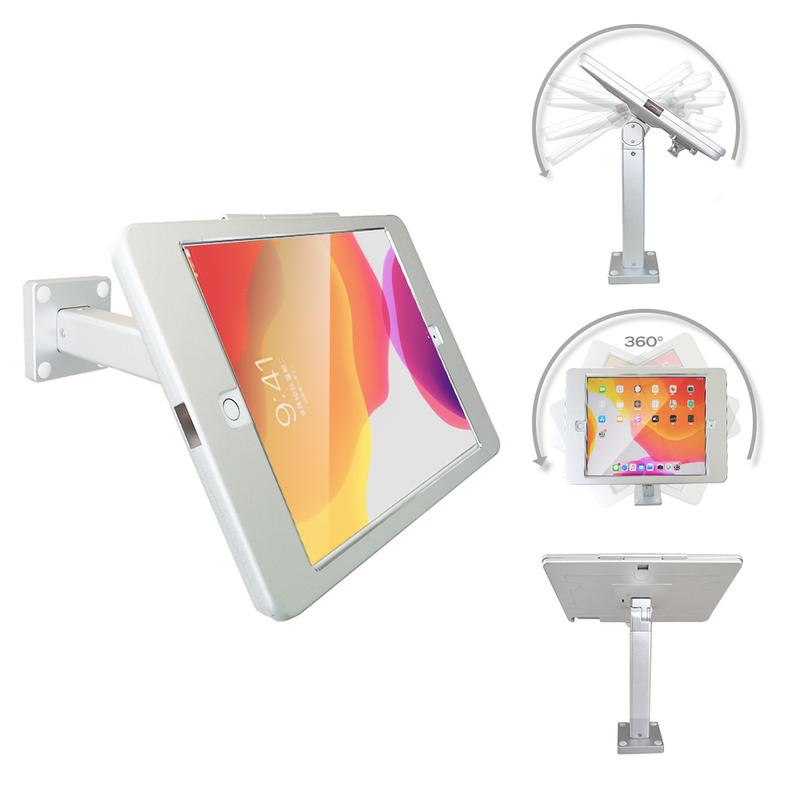 Tablet POS Wall Mount Stand or Desktop Stand Enclosure with Anti-Theft Security Lock, Compatible with 10.2" iPad